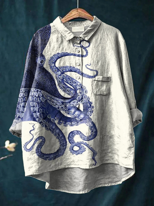 Women's Deep Sea Octopus Tentacles Art Print Casual Shirt