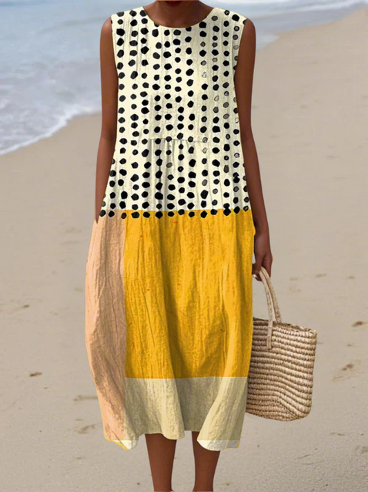 Leah™ Colorblock Polka Dot Midi Dress