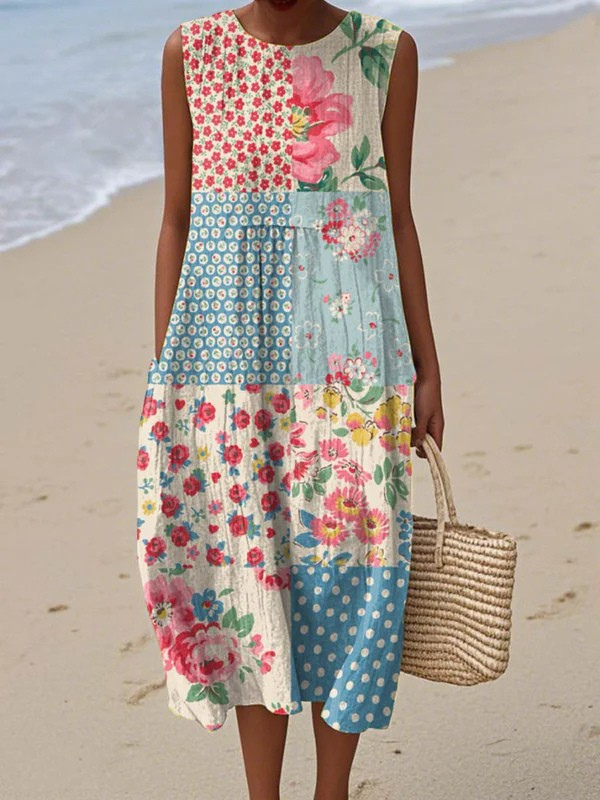 Anna™ Colorful Patchwork Midi Dress
